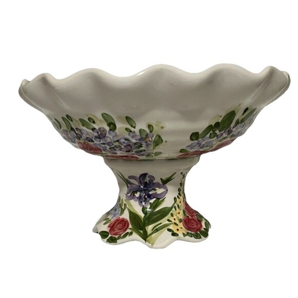 Dillards 2017 Don Swanson "Heavenly Garden" or English Garden pedestal compote - Picture 3 of 16